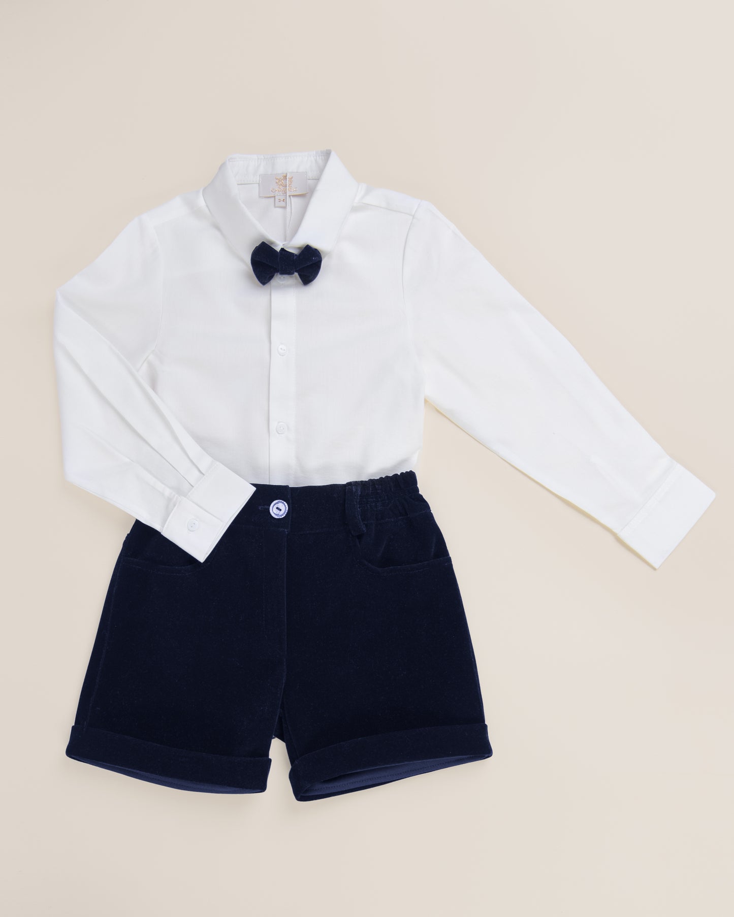 Navy Velvet Shorts Set