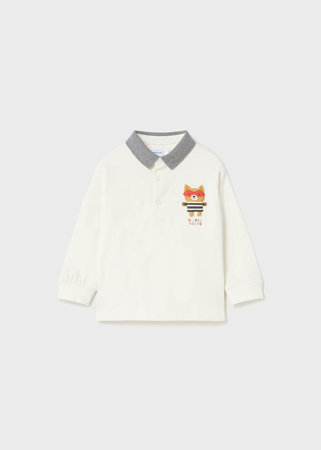 White Polo Long Sleeved Top