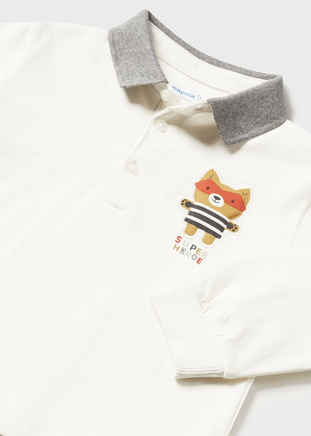 White Polo Long Sleeved Top