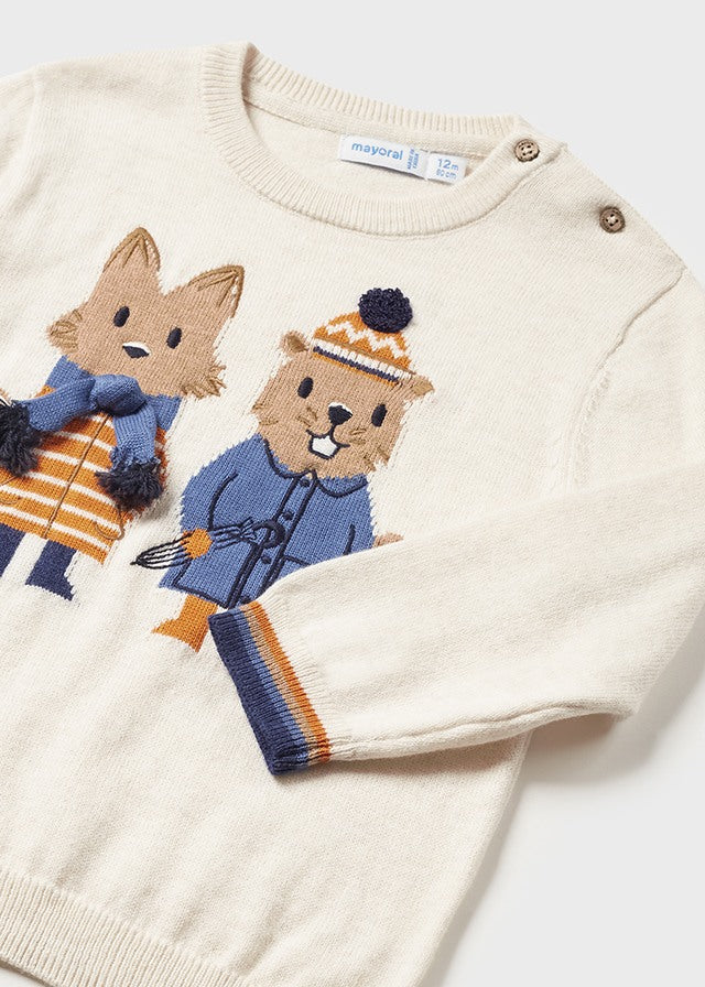 Cream Fox & Beaver Knitted Sweater