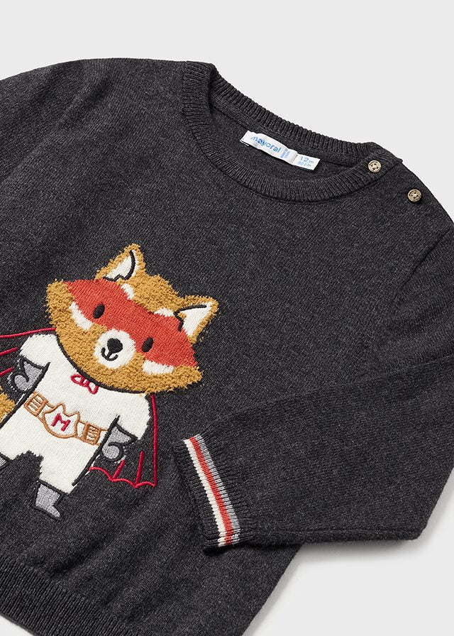 Fox Knitted Dark Grey Sweater