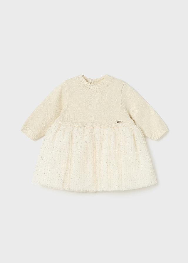 Ivory Pleated Tulle Dress