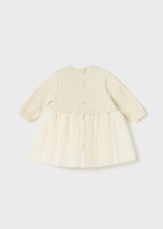 Ivory Pleated Tulle Dress