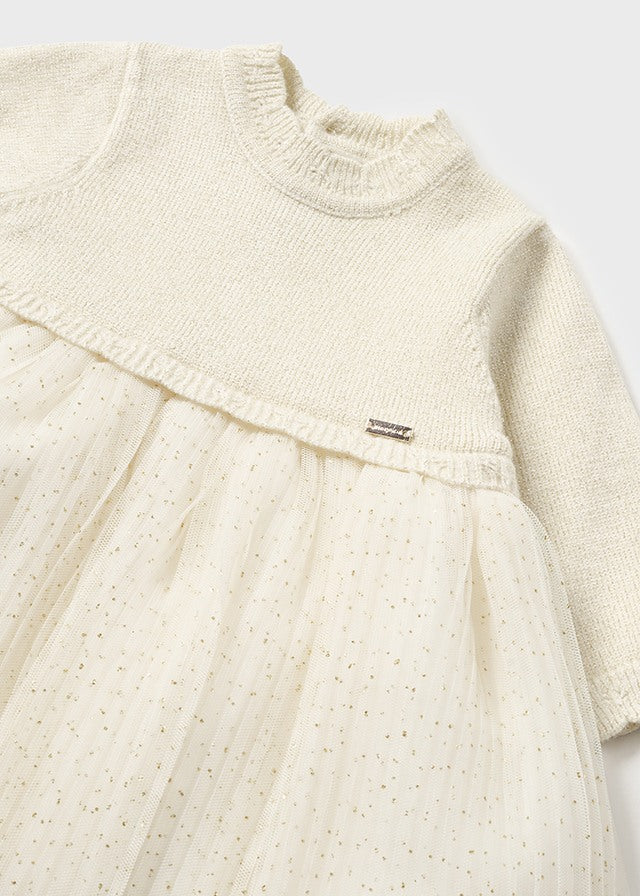 Ivory Pleated Tulle Dress