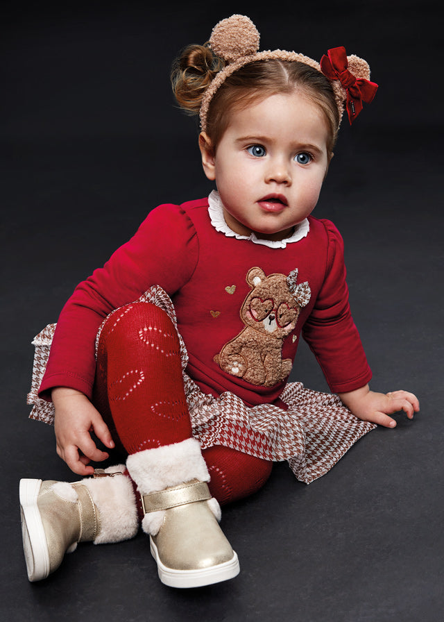 Red Dress With Bear Motif