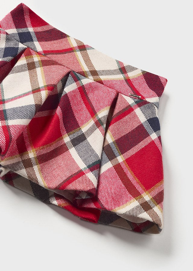 Ivory & Red Tartan Skirt Set