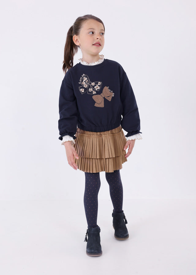 Navy Cotton Sequins Top