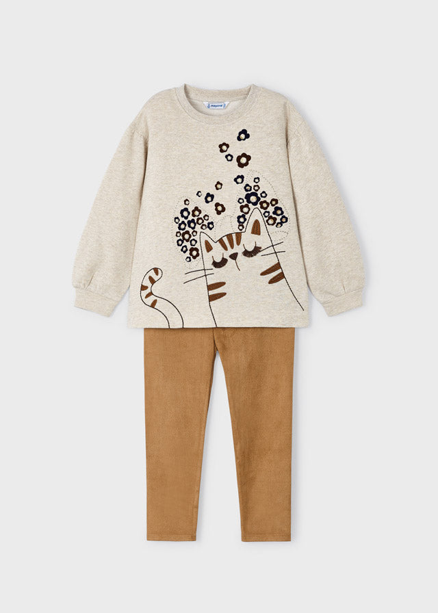 Beige And Brown Leggings Cat Set