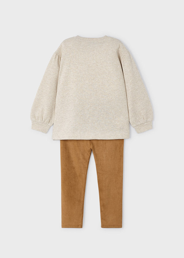 Beige And Brown Leggings Cat Set