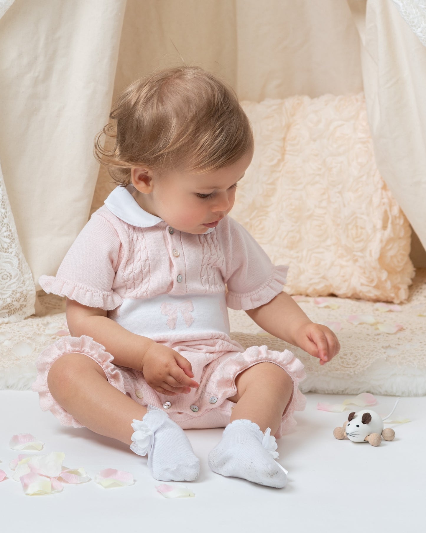 Pink bow romper