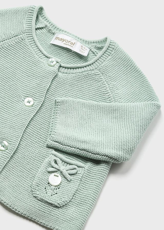 Misty green knitted cardigan with socks