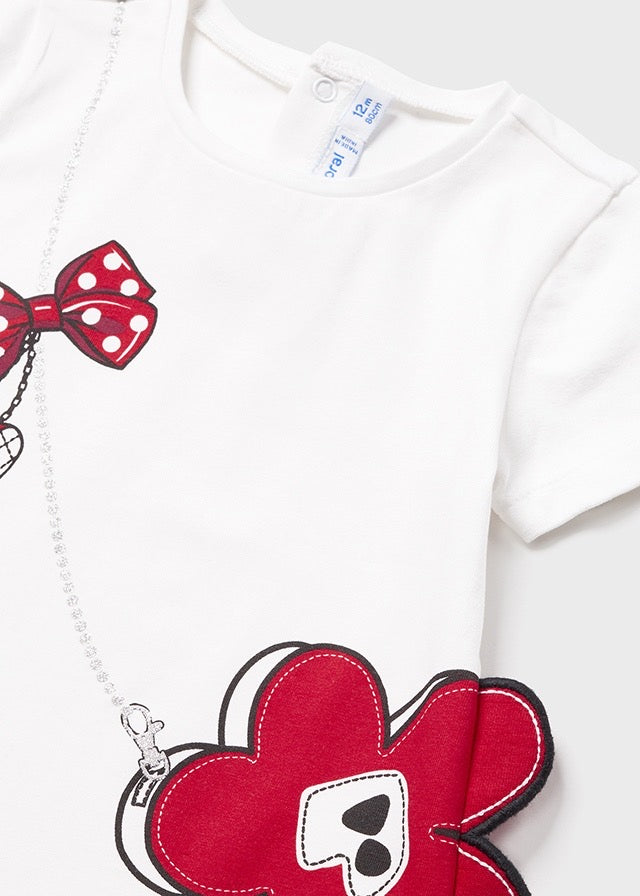 3 Piece Red Set With Cardigan