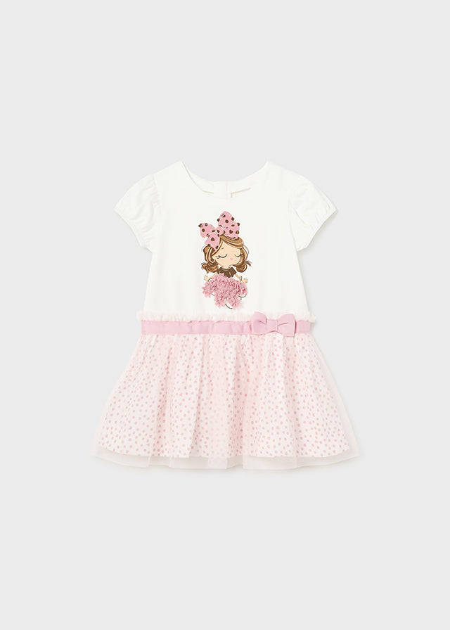 Off White Combined Tulle Dress Witherspoon Polka Dress