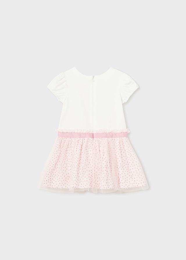 Off White Combined Tulle Dress Witherspoon Polka Dress