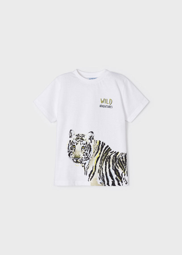 White T-shirt With Tiger Print