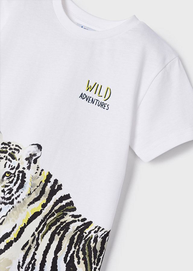 White T-shirt With Tiger Print