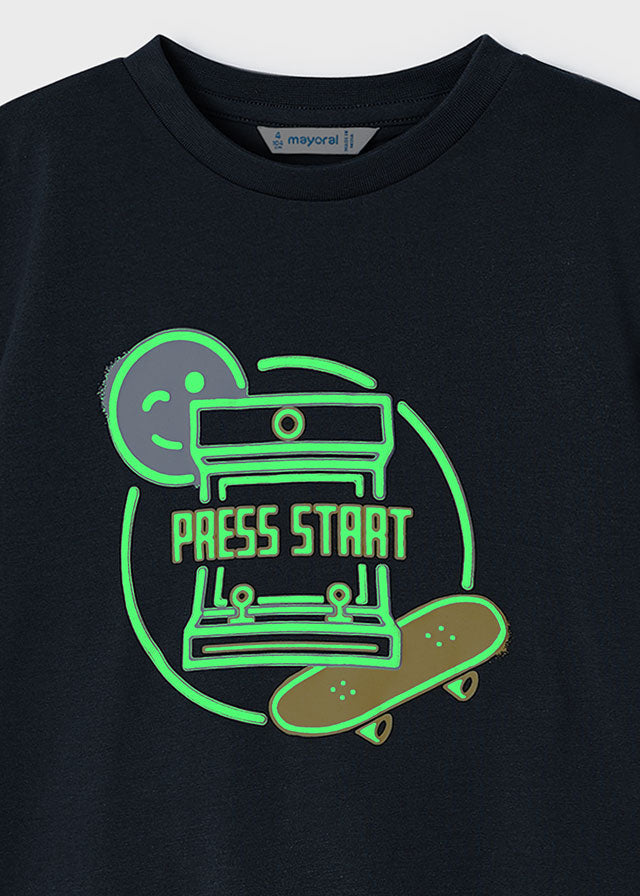 Navy T-Shirt With Fluorescent Print