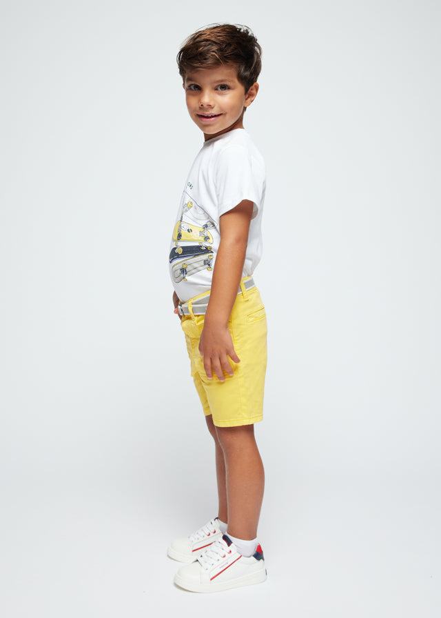 White T-Shirt With Skateboard Print