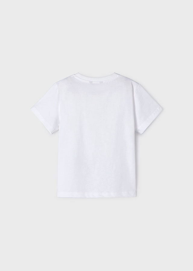 White T-Shirt With Skateboard Print