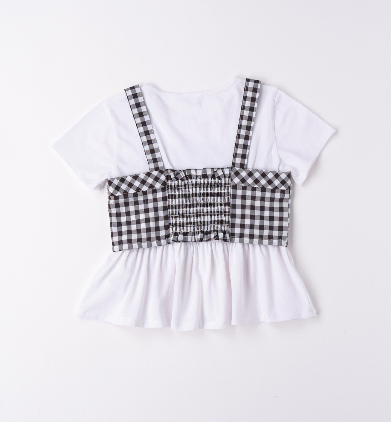 T-shirt With Check Printed Cropped Top