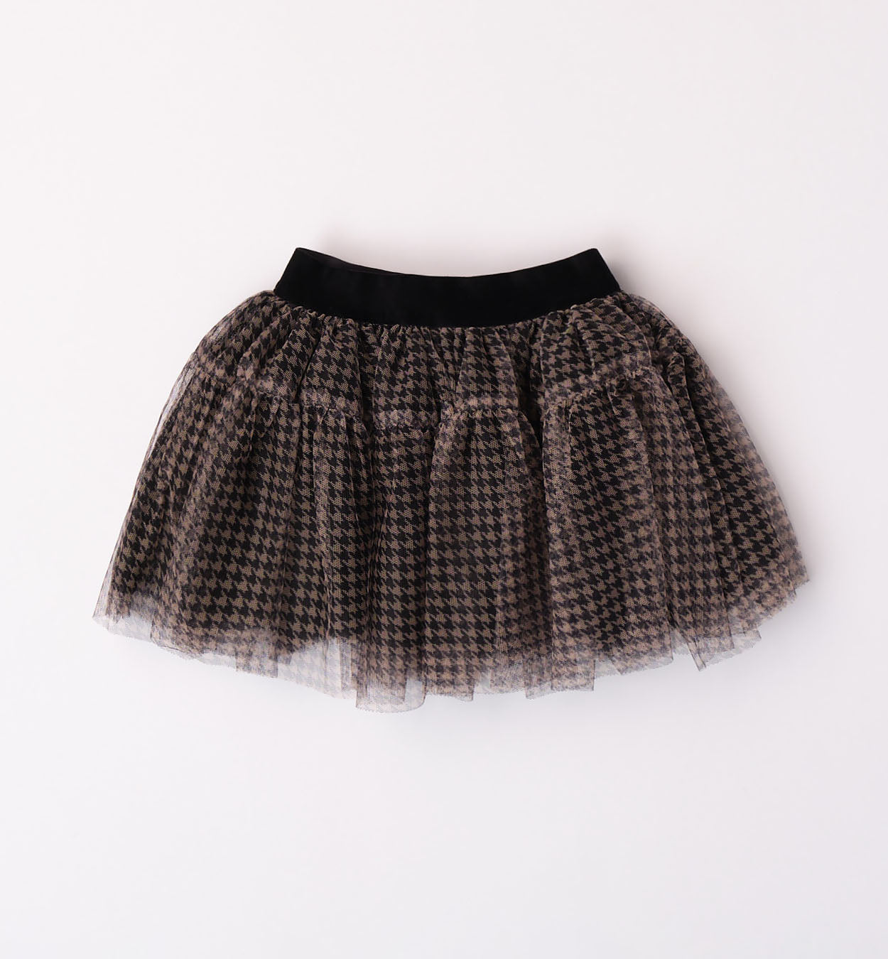 Beige & Black Houndstooth Skirt