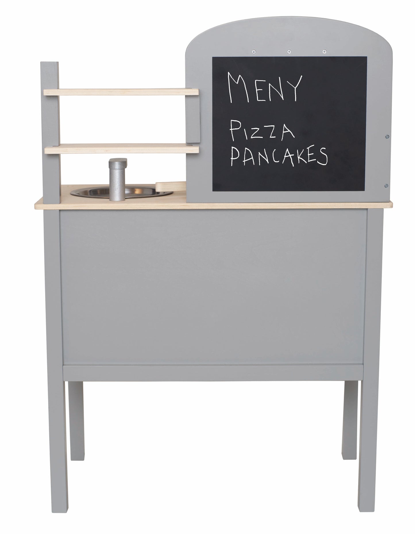 Grey kitchen with pot & pan