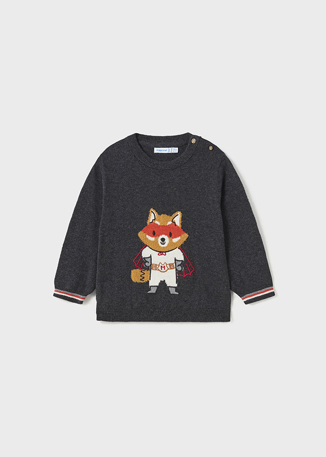 Fox Knitted Dark Grey Sweater