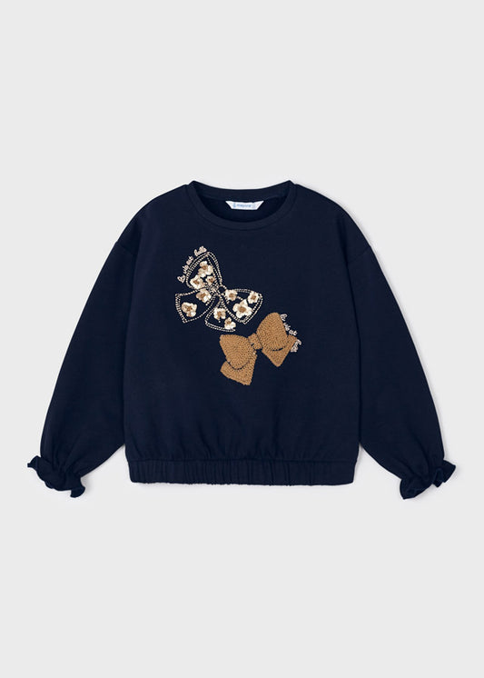 Navy Cotton Sequins Top