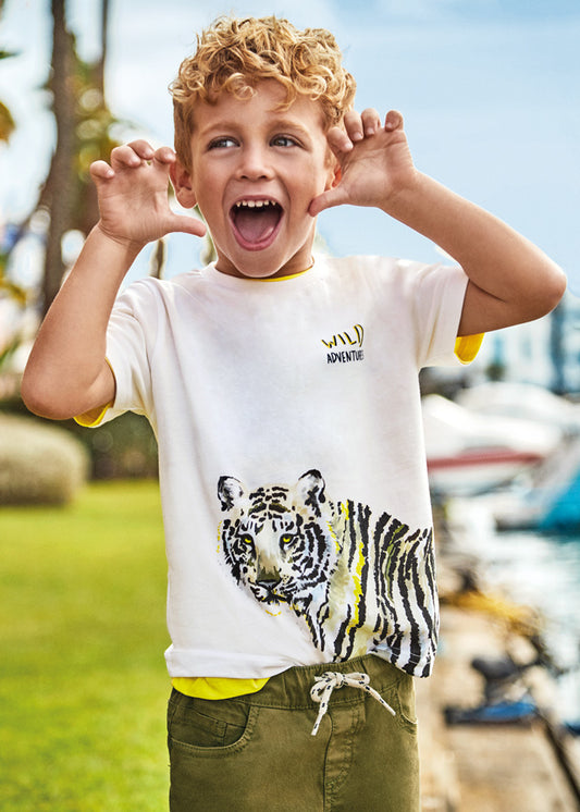 White T-shirt With Tiger Print