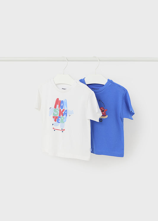 Set Of 2 White & Blue T-Shirts