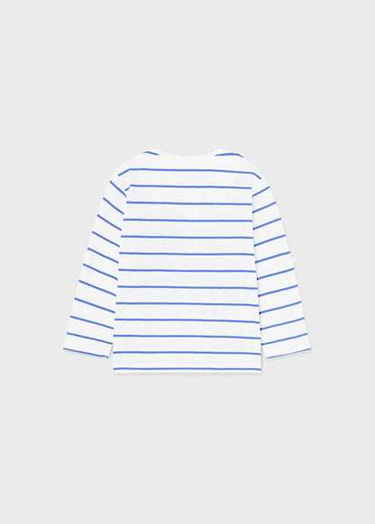 White & Blue Striped Long Sleeved Top