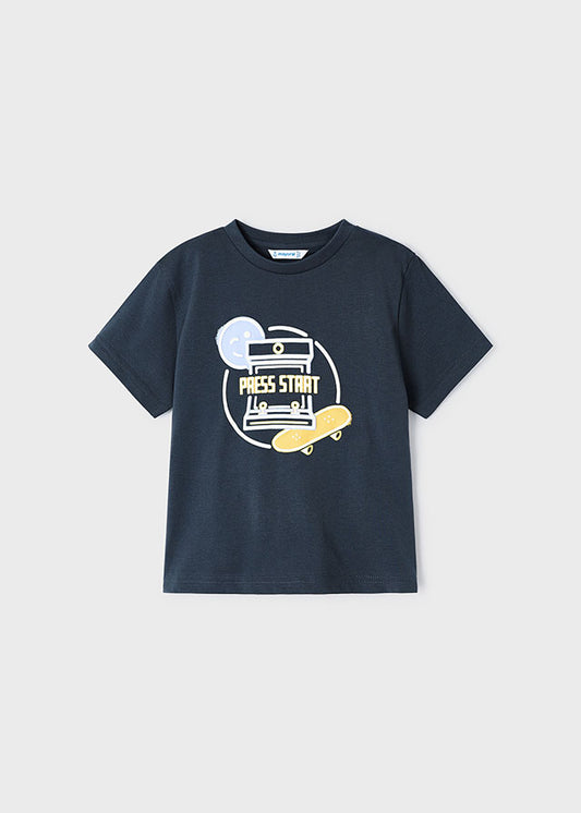 Navy T-Shirt With Fluorescent Print