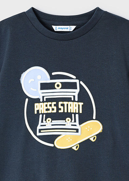 Navy T-Shirt With Fluorescent Print