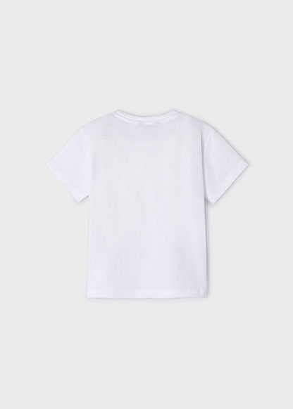White T-Shirt With Bag Print