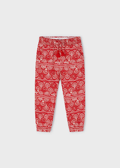 Red Printed Long Trousers