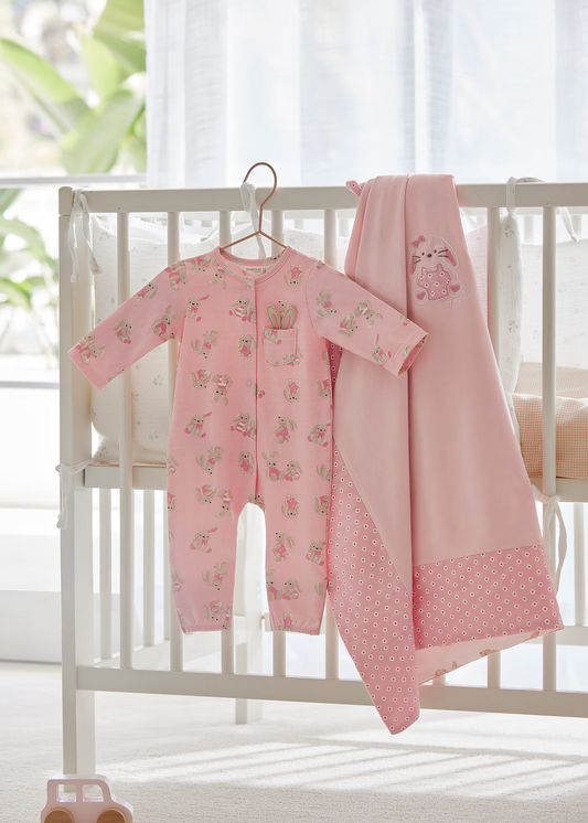 Newborn Pink Print Sleepsuit Better Cotton