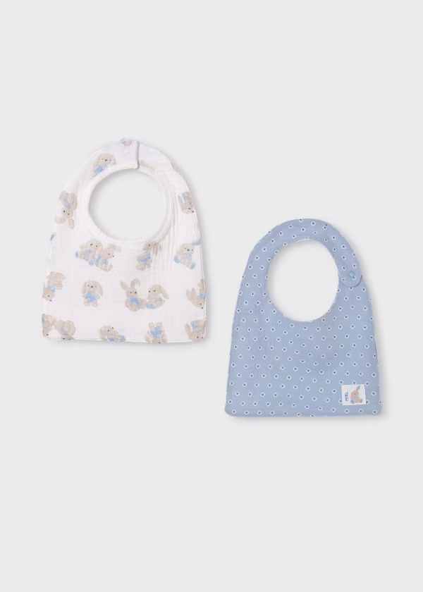 Baby Set of 2 Blue Gauze Bibs Better Cotton