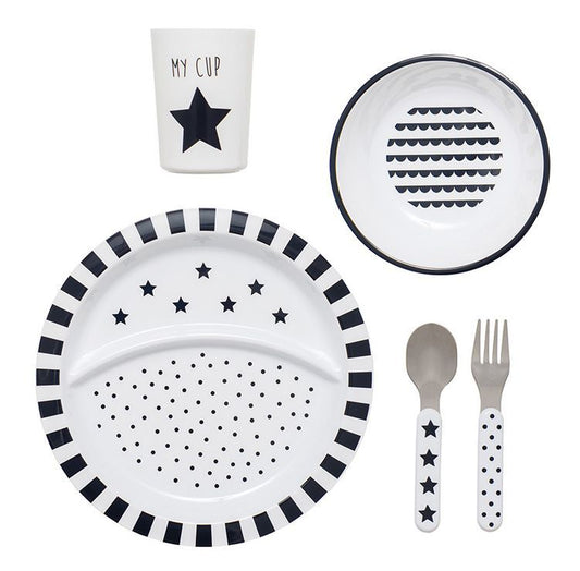 Dinner Set Black & White Star