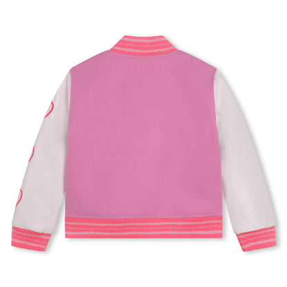 Pink Faux Leather Bomber Jacket