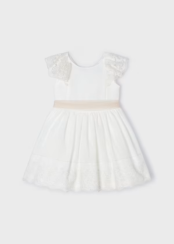 Girl Dress with Linen Bow