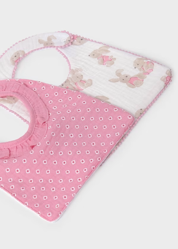 Baby Set of 2 Pink Gauze Bibs Better Cotton