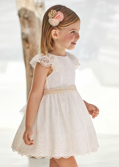 Girl Dress with Linen Bow