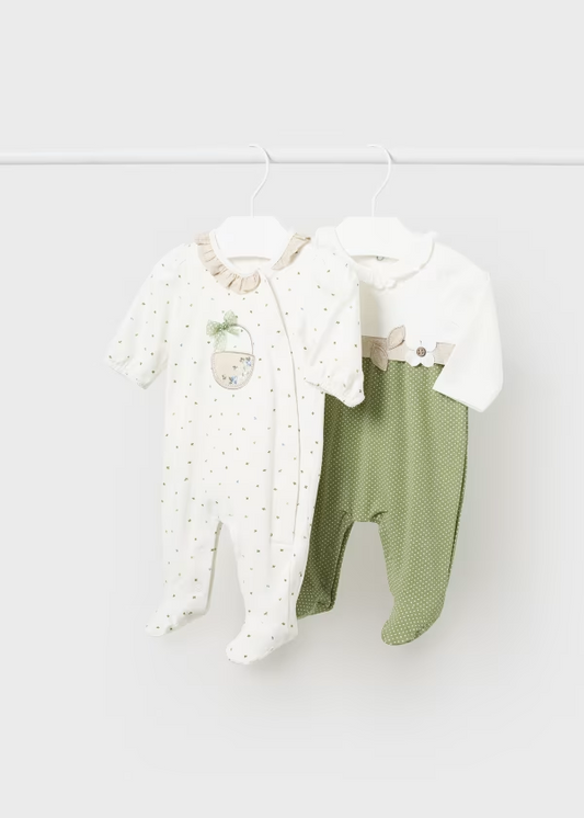 Newborn Green Set of 2 Sleepsuit Set Better Cotton