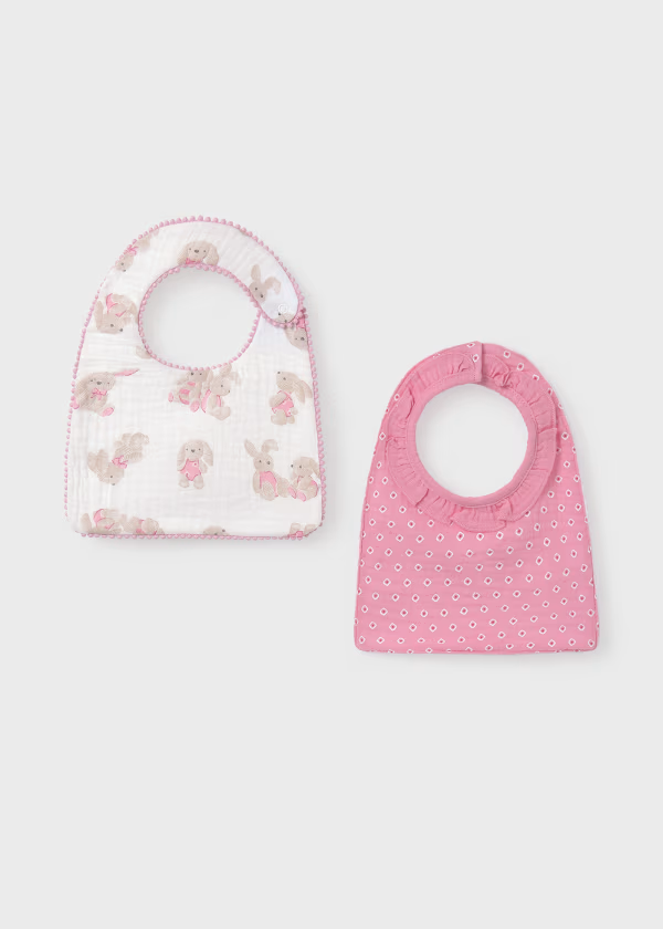 Baby Set of 2 Pink Gauze Bibs Better Cotton