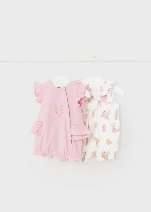 Newborn Pink Set of 2 Rompers Better Cotton